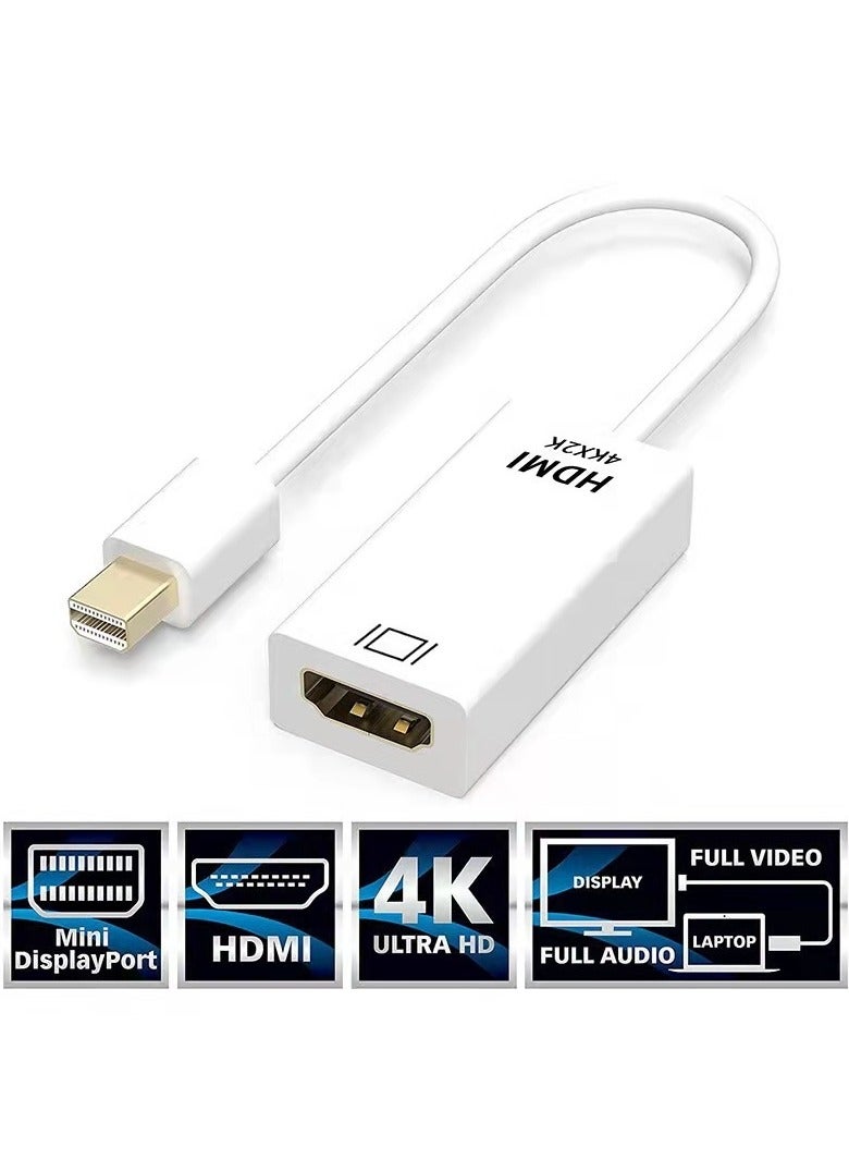 Mini DisplayPort (Mini DP) to HDMI Adapter – White 4K Video Converter for MacBook, Surface, Laptop to Monitor, TV, Projector – Audio & Video Sync, Plug & Play, Lightweight Design for Presentations, Gaming, Movies - Image 5
