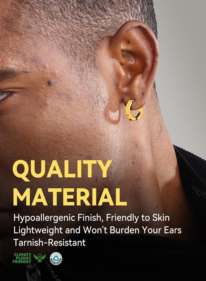 ChainsHouse Stud Earrings for Men Women,316L Stainless Steel/18K Gold/Black Metal, Punk Hypoallergenic Surgical Huggie Hoop Earrings Mens Jewelry Piercing Hoop Earrings, Metal - Image 2