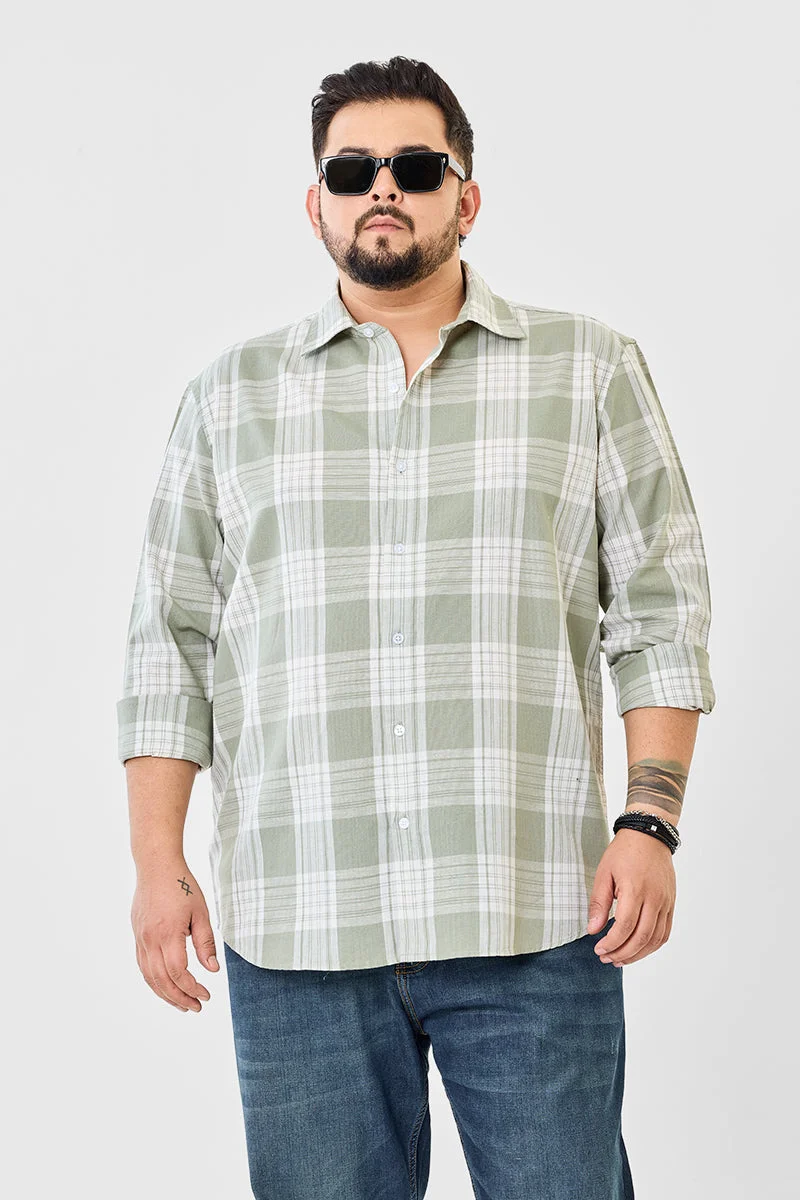 SNITCH Linen Blend Checks Plus Size Shirt