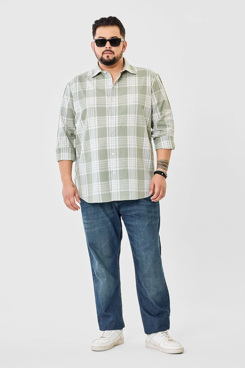 SNITCH Linen Blend Checks Plus Size Shirt