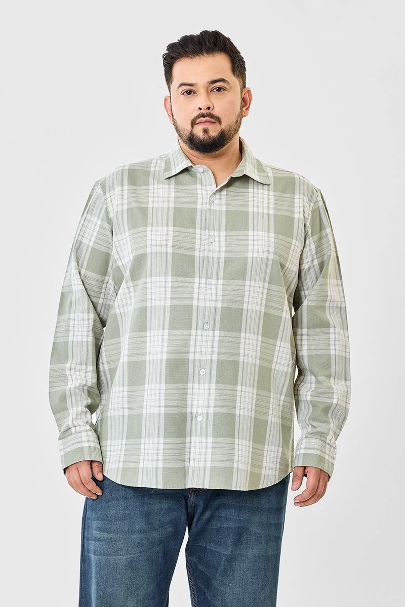 SNITCH Linen Blend Checks Plus Size Shirt