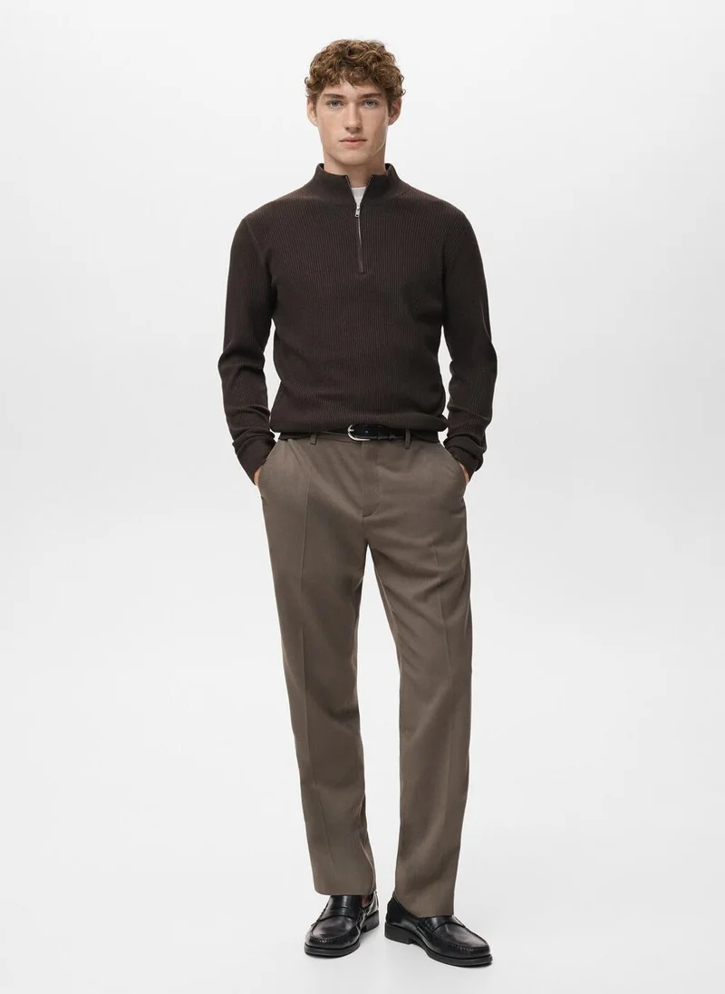 Mango Man  Ribbed sweater with zip neck for Men | Best Price UAE