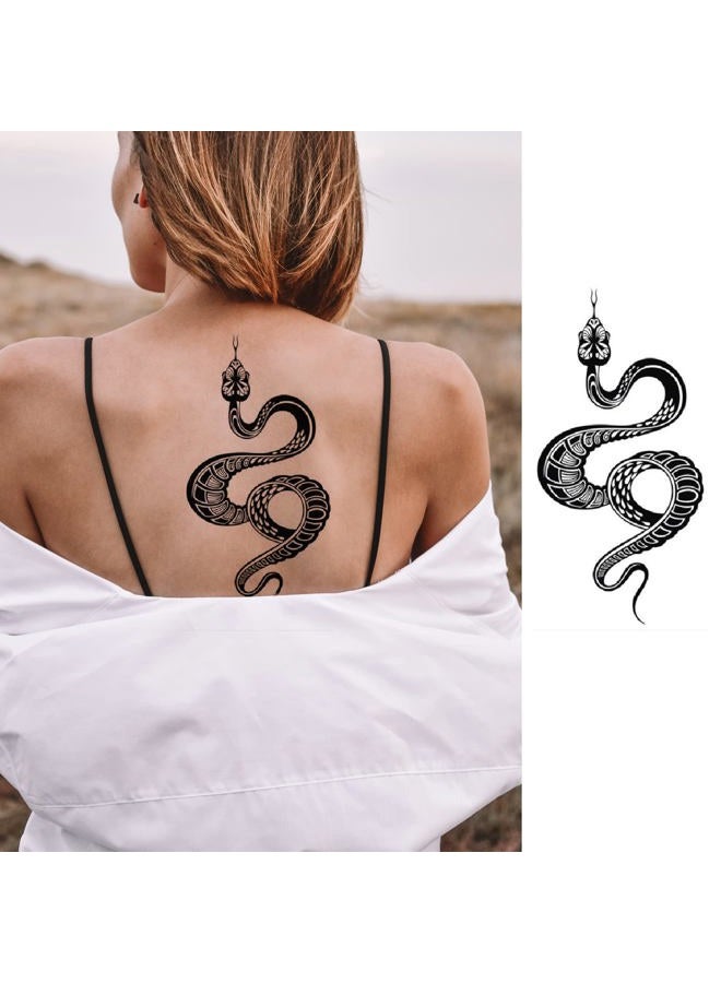 HANSAMU 10 Sheets Realistic Snake Temporary Tattoo stickers for Women Men, Fake Snake Tattoo Stickers for Adults Girl's Arm Body, Black Serpent Peony Floral Kids. - Image 5