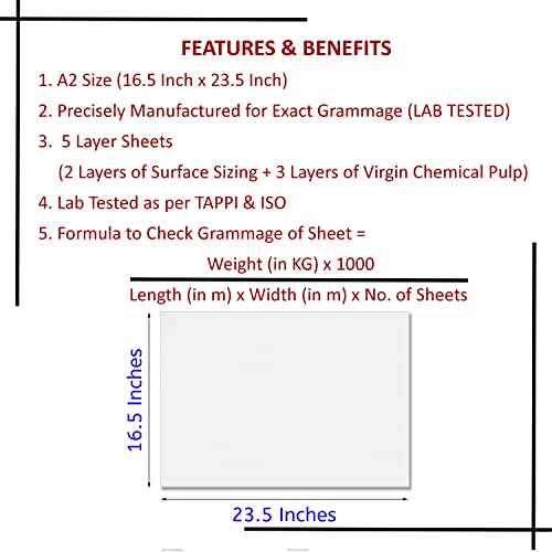 PG Creations A2 Size, 20 Sheets, Ivory Sheets for Drawing, 300 Gsm Smooth Finish, Art Papers for Architecture, Portfolios & Professional Sketching, 16.5x23.4 Inch, White - Image 2