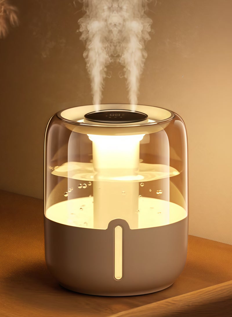 4L Humidifier with Night Light and Digital Display, 3 Mist Modes, Double Spray Quiet Sterilize Cool Mist Air Humidifier for Home, Dormitory, Office, Bedroom Desktop, White - Image 1