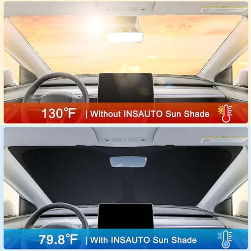 INSAUTO Custom Fit Windshield Sun Shade Accessories for Tesla Model Y Model 3 2016-2026, Foldable Front Window Sunshade, UV & Heat Reflector, Keeps Interior Cool, Includes Storage Bag - Image 3