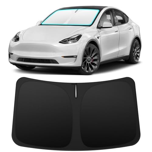 INSAUTO Custom Fit Windshield Sun Shade Accessories for Tesla Model Y Model 3 2016-2026, Foldable Front Window Sunshade, UV & Heat Reflector, Keeps Interior Cool, Includes Storage Bag - Image 1
