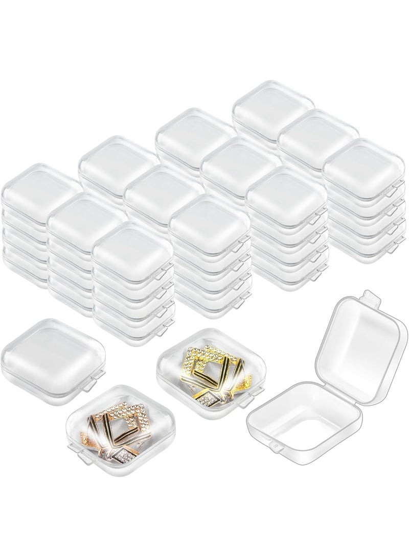 60 Pieces Mini Plastic Jewelry Box, Clear Storage Box Small Storage Containers with Hinged Lids for Beads Jewelry Earrings Chains Earplugs Craft, 1.4 x 1.4 x 0.7 Inches - Image 1