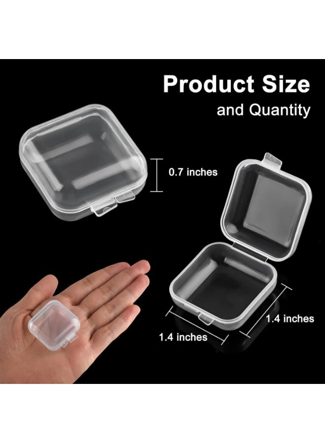 60 Pieces Mini Plastic Jewelry Box, Clear Storage Box Small Storage Containers with Hinged Lids for Beads Jewelry Earrings Chains Earplugs Craft, 1.4 x 1.4 x 0.7 Inches - Image 2