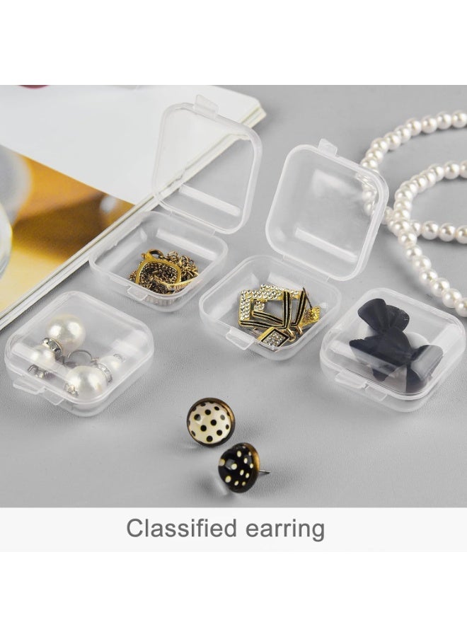 60 Pieces Mini Plastic Jewelry Box, Clear Storage Box Small Storage Containers with Hinged Lids for Beads Jewelry Earrings Chains Earplugs Craft, 1.4 x 1.4 x 0.7 Inches - Image 5