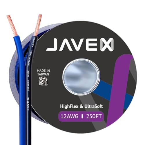 JAVEX 12-Gauge AWG Audio Speaker Wire (250 FT), [OFC Oxygen-Free Copper] Thin Flat Cable for Automotive Car Stereo Audio, HI-FI Stereo, Home Theater, Blue/Black - Image 5