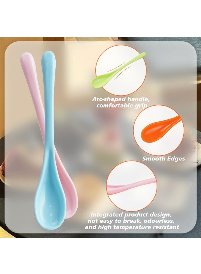 5 Pcs Mini Plastic Spoons Reusable, Small Coloured Plastic Teaspoons for Dessert, Ice Cream, Cake, Egg, Coffee, 5 Inch, 5 Colors, Heavy Duty for Daily Outdoor Use - Image 4