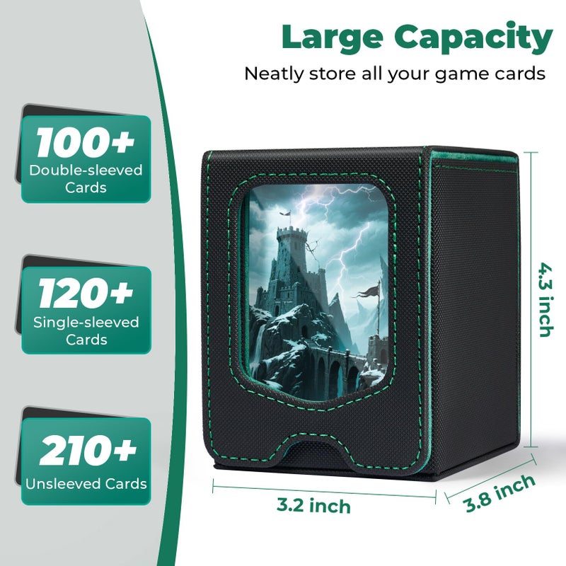 Fabmaker Deck Box Compatible with MTG Commander, (patent Pending) Magnetic Trading Card Storage Box with Commander, Fits 100 Double-Sleeved Cards, Card Box Compatible with Magic the Gathering, Beige - Image 5