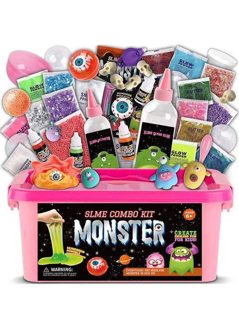 DIY Slime Kit for Kids,DIY Slime Making Toys Kids for 6-12,Fluffy Cloud Foam Squish Glitter Slime Making Kits,Fun Slime Making Kit Awesome Craft Toy Birthday Present Ideas (monster)