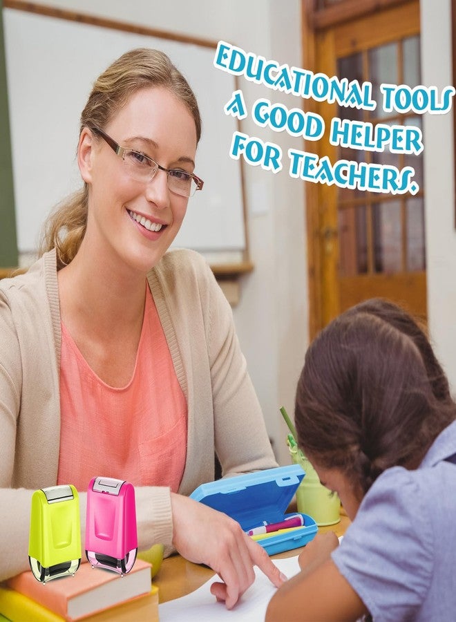 Nezyo 2 Pcs Teacher Stamps Square Grids & Dashed Lines Refillable Self Ink Writing Practice Roller Stamp for Handwriting Math Fractions Classroom Home Office School Teacher Supplies - Image 5