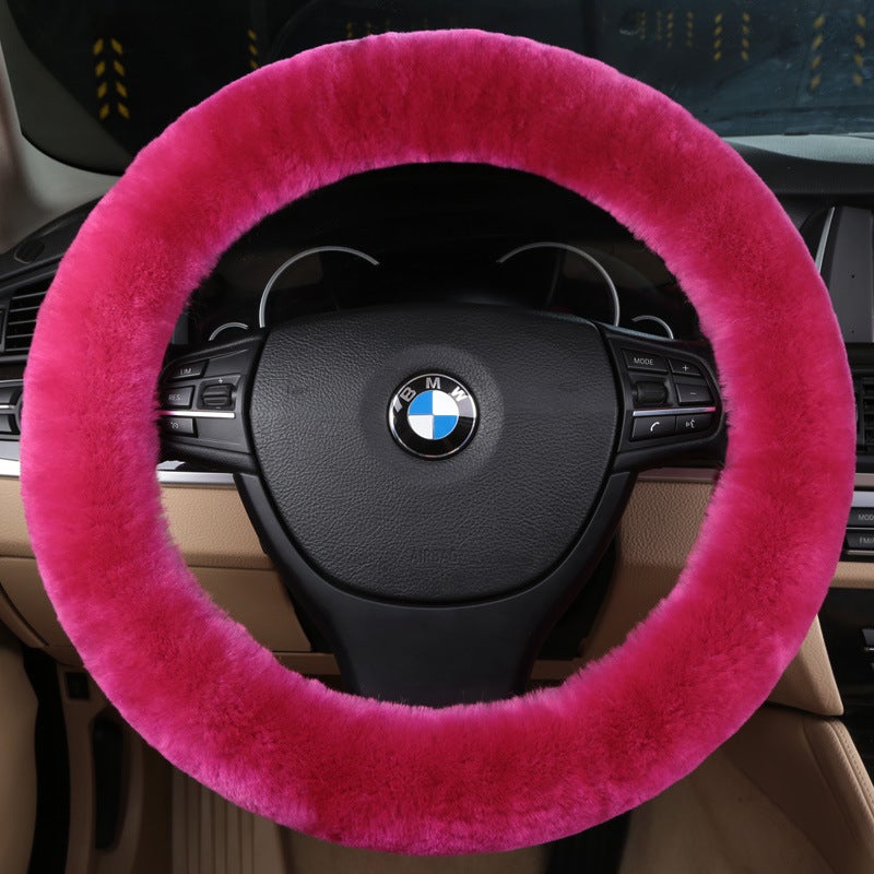 Generic Winter Short Wool Steering Wheel Cover Sky Blue  - Image 2