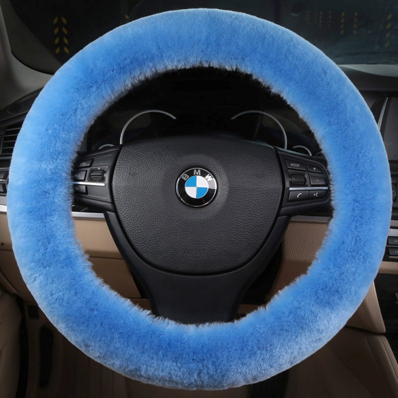 Generic Winter Short Wool Steering Wheel Cover Sky Blue  - Image 1
