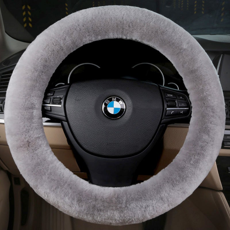 Generic Winter Short Wool Steering Wheel Cover Sky Blue  - Image 4