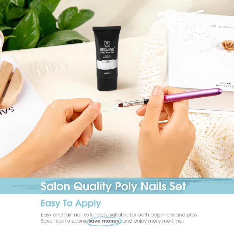 ROSALIND Clear Acrylic Poly Nail Gel 2.7 oz Poly Extension Gel for Nail Art Decoration, Nail Thickening Extension Builder Clear Gel Easy to DIY Use at Home Need UV Lamp - Image 5