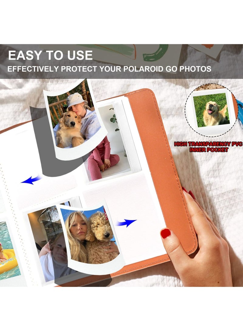 Barakah 288 Pockets Photo Album for Po-laroid Go, PU Leather Hardcover Photo Album Book for Po-laroid Go series, Large Capacity for Family Wedding Anniversary Baby Travel Vacation, 2.62x2.12"- Brown - Image 4