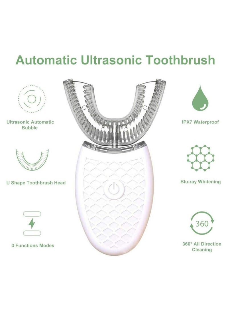 عام جهاز تنظيف الأسنان بالموجات فوق الصوتية فرشاة الأسنان الكهربائية التنظيف الآلي للفم بزاوية 360 درجة فرشاة أسنان شكل U تبييض الأسنان فرشاة أسنان صوتية مقاومة للماء IPX7 رؤوس فرشاة - Image 5
