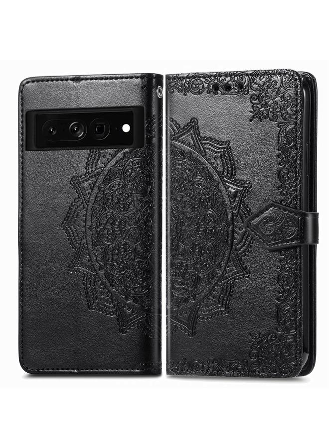 Green Tiger Case For Google Pixel 7 Pro Mandala Flower Embossed Leather Phone Case - Image 2