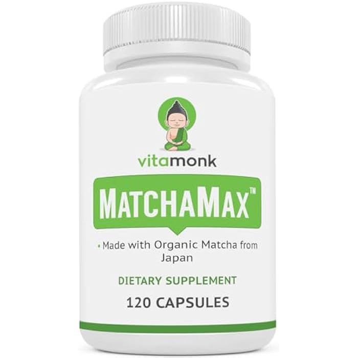 VitaMonk MATCHAMAX™ Organic Japanese Matcha Capsules - Pure Organic Matcha Green Tea Pills for Smooth Zen-Like Energy and Natural Mood Boost - Vegan Matcha Supplement Packed with Antioxidants - 120ct - Image 1