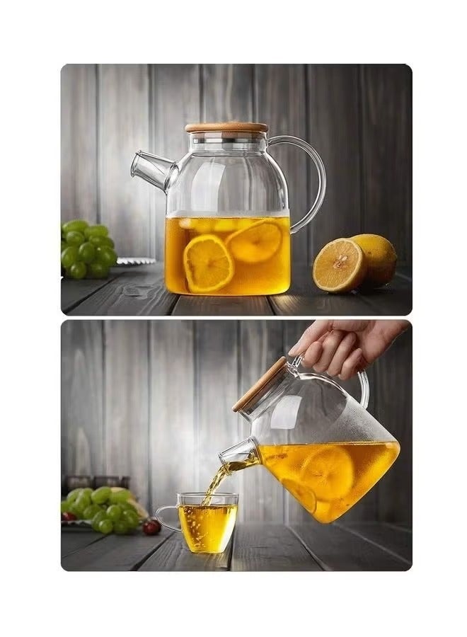 XiuWoo Heat Resistant Glass Teapot Set Clear 1500ml - Image 4