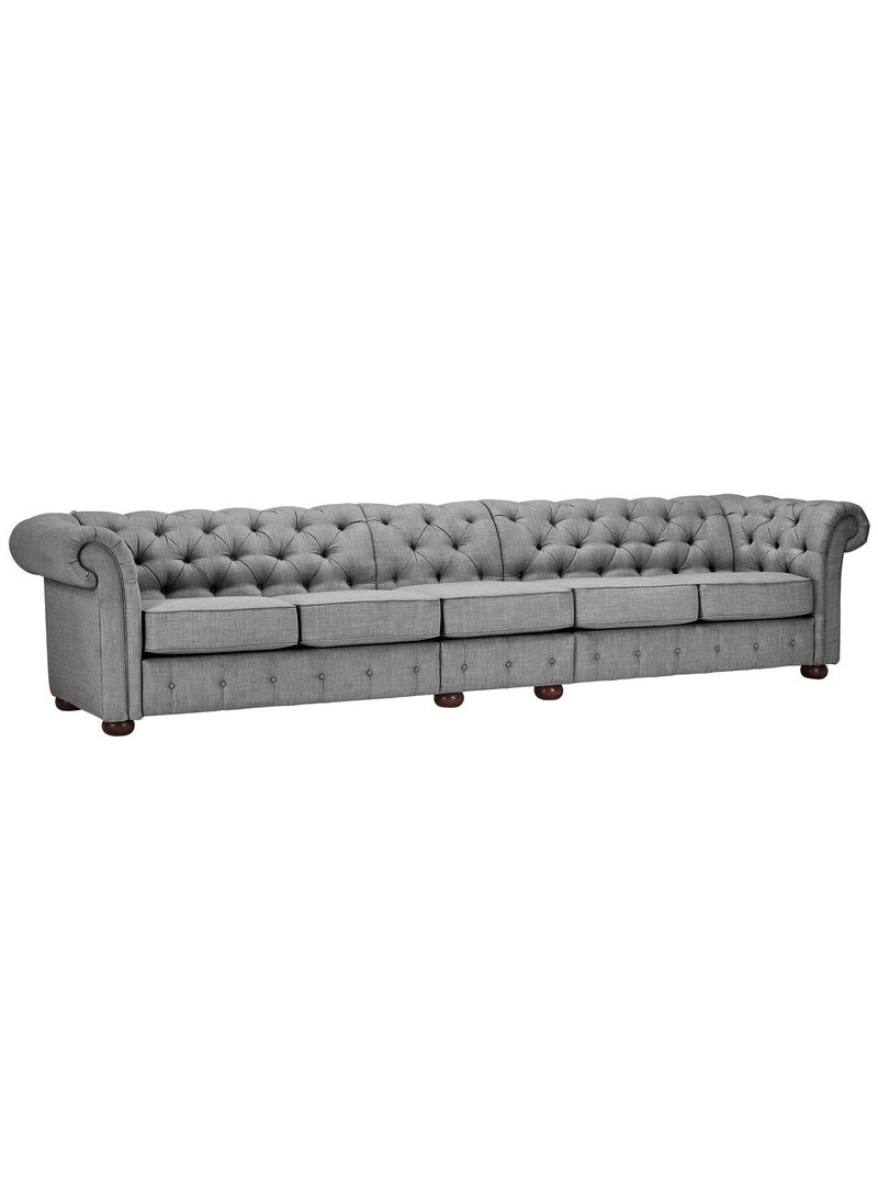 A to Z Furniture - Huston Linen Rolled Arm Chesterfield Sofa in Grey Color Rolled Arm Chesterfield Sofa - Image 1