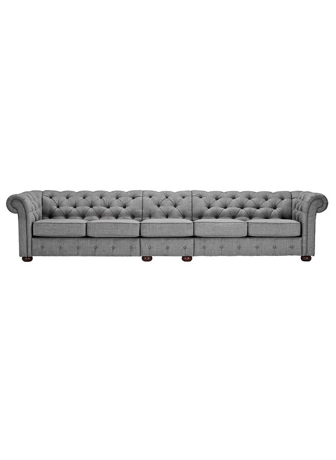 A to Z Furniture - Huston Linen Rolled Arm Chesterfield Sofa in Grey Color Rolled Arm Chesterfield Sofa - Image 1