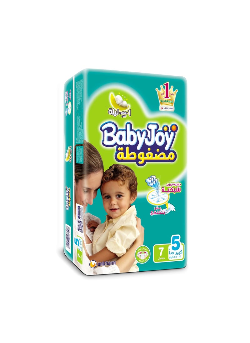 بيبي جوي داي - حفاضات صغيرة مضغوطة مقاس 5 14-25 كجم 7 قطع - Image 1