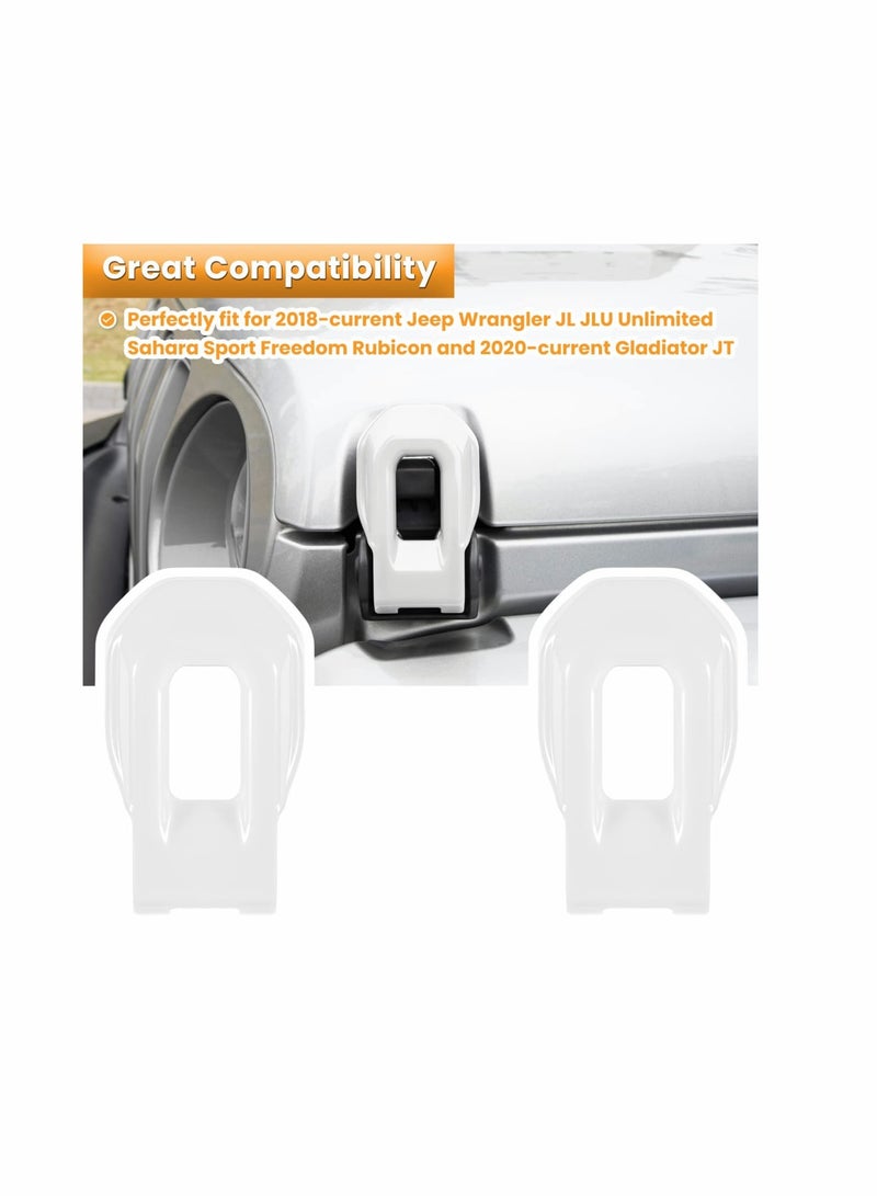 Zikra Suntown Hood Latch Lock Catch Brackets Cover for 2018-2022 Jeep Wrangler JL JLU Unlimited Sports Freedom Sahara Rubicon Gladiator JT 2-Door & 4-Door Exterior Accessories Decoration (White 2PCS) - Image 2