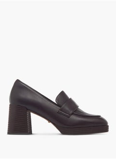 Paprika Women's Solid Slip-On Loafers With Block Heels  - Image 3