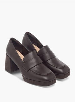 Paprika Women's Solid Slip-On Loafers With Block Heels  - Image 1