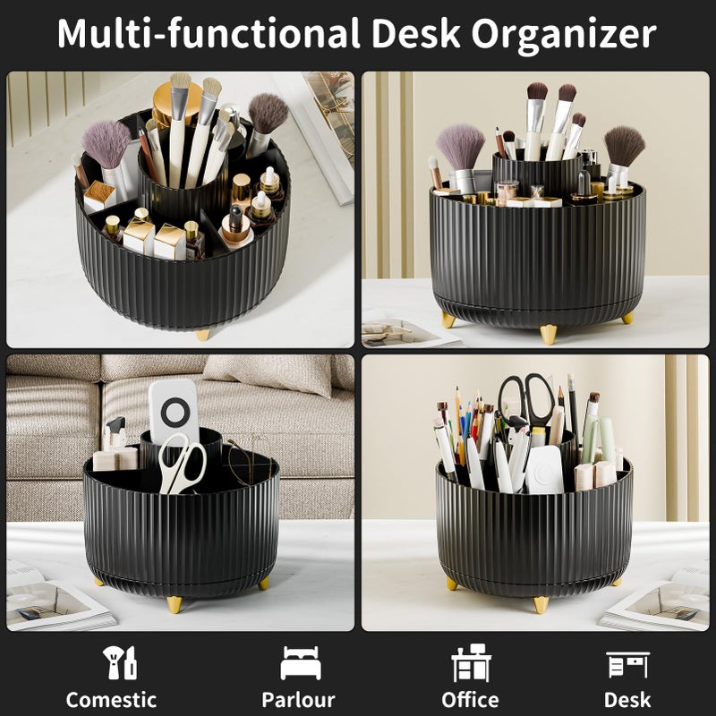 fanado 360Â° Rotate Makeup Brush Holder Organizer, Makeup Organizers Countertop, Makeup organization and Skincare Storage with Gift Box Packing for Vanity, Desktop, Bathroom (Black) - Image 3