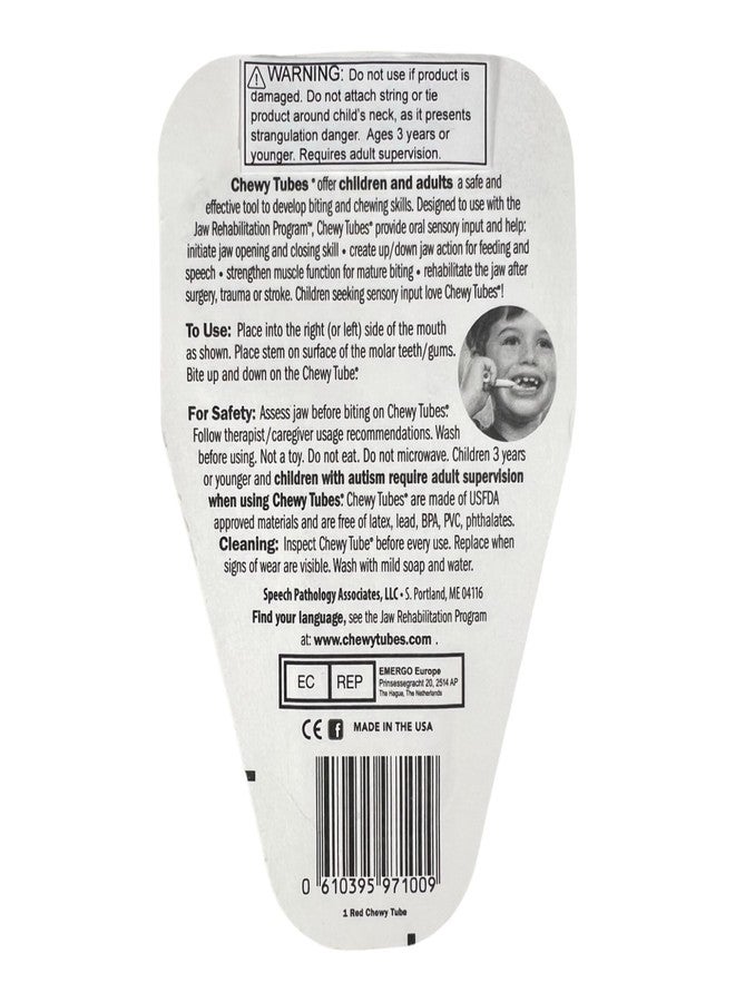 Chewy Tubes - Oral Motor Chewing Tool, Safe, Non-Toxic, Latex & Phthalate Free, Red, 2 Pack - Image 2