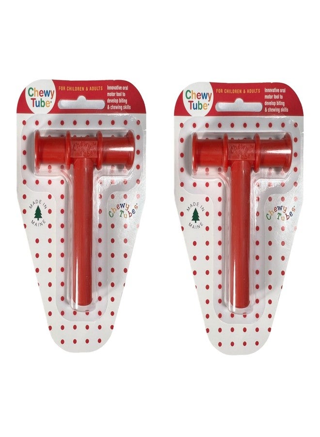 Chewy Tubes - Oral Motor Chewing Tool, Safe, Non-Toxic, Latex & Phthalate Free, Red, 2 Pack - Image 1