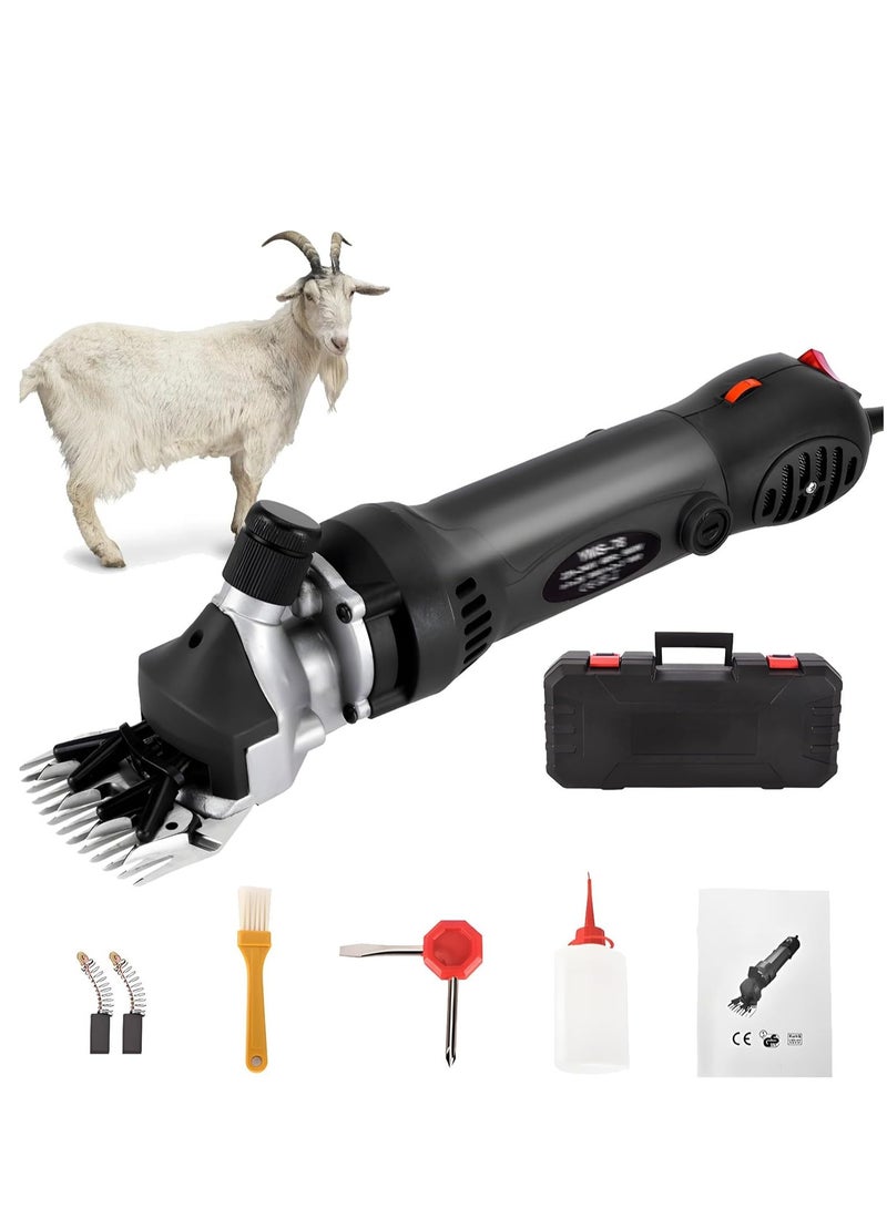 شو وو ماكينة قص شعر الأغنام الكهربائية بقوة 900 واط، مقصات احترافية للأغنام، 6 سرعات قابلة للتعديل، ماكينة قص شعر الماشية مع 5 ملحقات، ماكينة قص شعر الحيوانات السلكية لحلاقة صوف الفراء في الأغنام والماعز - Image 1