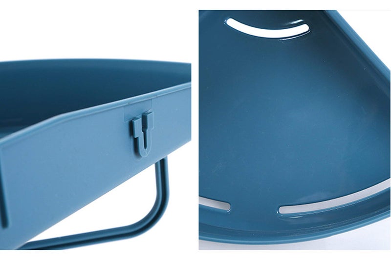 MEZON رف حمام متعدد الاستخدامات من بلاستيك ABS مثبت على الحائط لحامل الشامبو ودش التخزين مع شماعة مناشف (متعدد الألوان) - Image 5