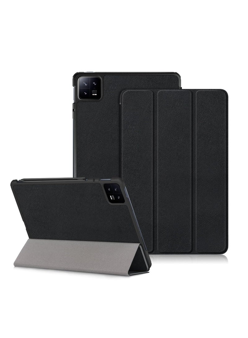SYOSI Case for Xiaomi Pad 6 / Pad 6 Pro, Slim Stand Hard Back Shell Cover with Auto Wake and Sleep, Tri fold Slim Lightweight Hard Shell Smart Protective Cover, Black, 11 inch - Image 1