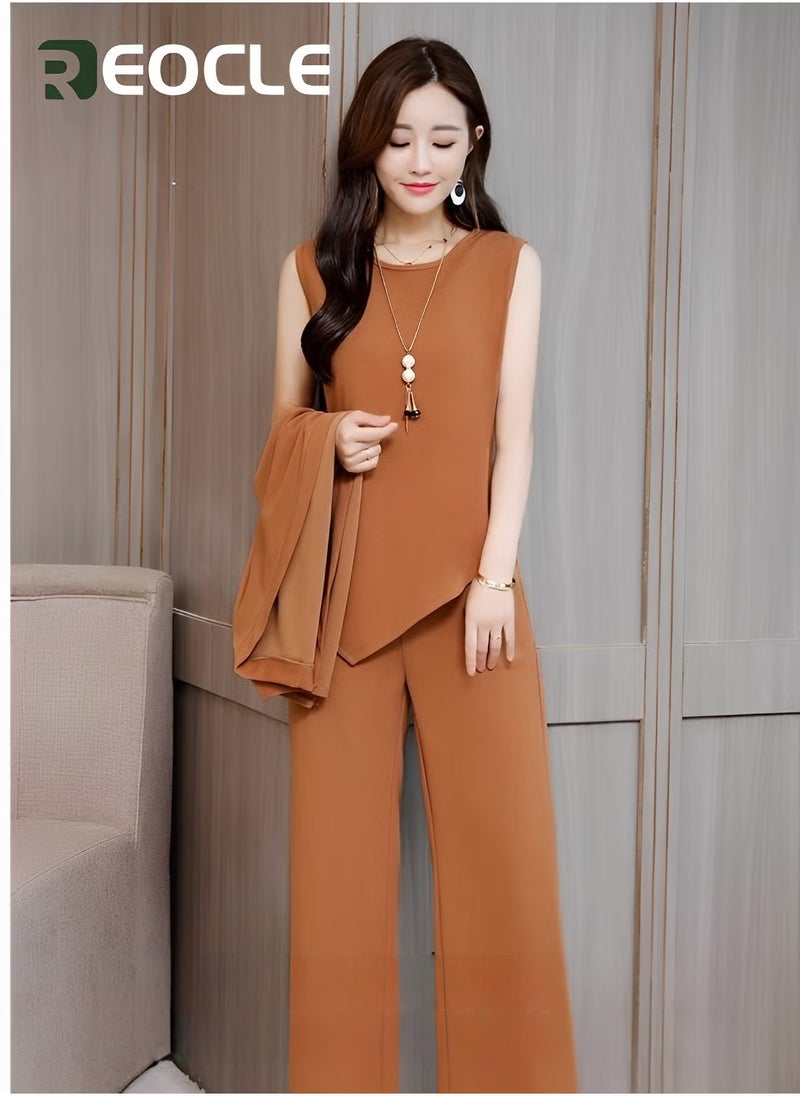 REOCLE Large Size Suit Women's Three-piece Autumn New Style Fashionable and Slimming Age Reduction  Fashionable Simple Comfortable and Elegant - Image 2
