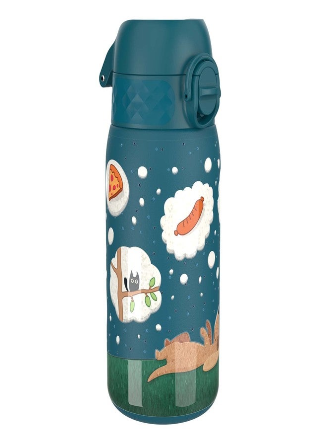 Ion8 Kids Water Bottle, Steel 400 ml/13 oz, Leak Proof, Easy to Open, Secure Lock, Dishwasher Safe, Flip Cover, Carry Handle, Easy Clean, Durable, Scratch Resistant, Raised Print, Dog Dreaming Design - Image 1
