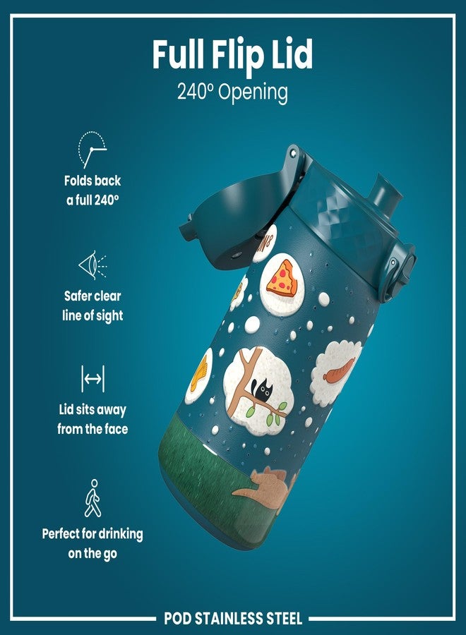 Ion8 Kids Water Bottle, Steel 400 ml/13 oz, Leak Proof, Easy to Open, Secure Lock, Dishwasher Safe, Flip Cover, Carry Handle, Easy Clean, Durable, Scratch Resistant, Raised Print, Dog Dreaming Design - Image 4