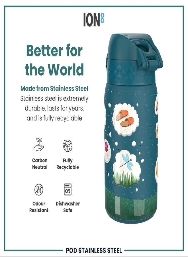 Ion8 Kids Water Bottle, Steel 400 ml/13 oz, Leak Proof, Easy to Open, Secure Lock, Dishwasher Safe, Flip Cover, Carry Handle, Easy Clean, Durable, Scratch Resistant, Raised Print, Dog Dreaming Design - Image 5