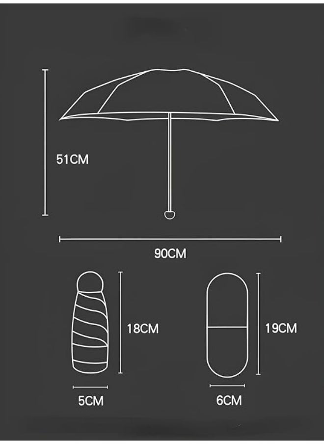 Plan A - Pocket Size Folding Travel Umbrella – Compact Lightweight Sun Rain Umbrella with UV Protection, Compact Capsule Design, Suitable for Kids, Women, Men, Windproof for Commuting and Daily Use - Image 1