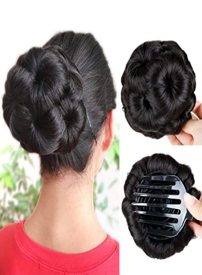 BLUSHIA Hair Buns for Women & Girls Hair Extension |Hair Extensions Ponytail Bun | Extension Hair for Women & Girls Messy Bun [ NATURAL_BLACK_BUN] - Image 1