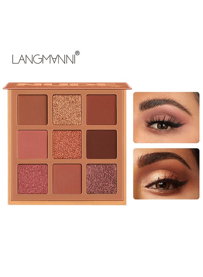 LANGMANNI 9 Shades of Eye Shadow Palettes Makeup Eye Shadow Palettes Pink Eye Shadow Wine Red Eye Shadow Waterproof Long Lasting Natural Mixing Pigment Makeup A - Image 1