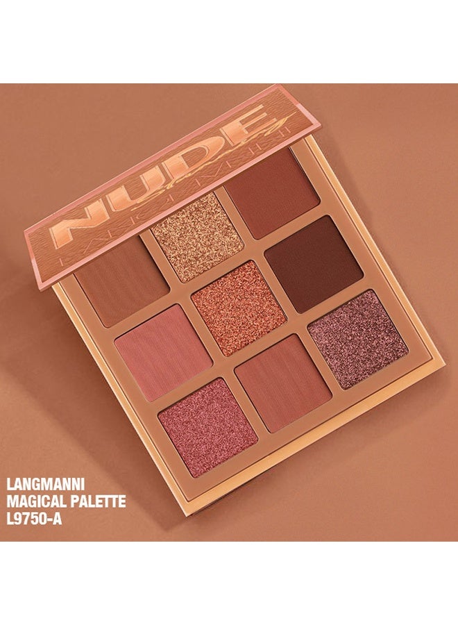 LANGMANNI 9 Shades of Eye Shadow Palettes Makeup Eye Shadow Palettes Pink Eye Shadow Wine Red Eye Shadow Waterproof Long Lasting Natural Mixing Pigment Makeup A - Image 2