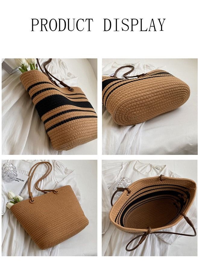 DUNISO - Women's Shoulder Tote Bag Straw Design Handbag for Women Large Capacity Bucket Bag Fashionable Travel Messenger Shoulder Bag for Ladies Girls College Students - Image 1