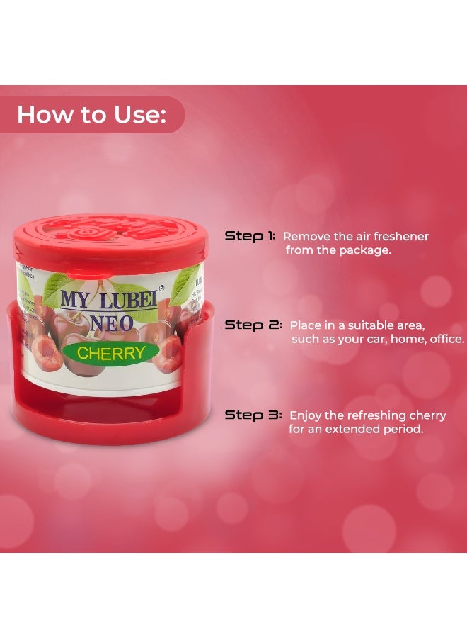 معطر جو جل برائحة الكرز من ماي لوبي نيو، مزيل للروائح الكريهة يدوم طويلًا برائحة الكرز الحلو للسيارة والمنزل والمكتب ولوحة القيادة وحامل الأكواب، علبة معطر متوافقة مع حامل - Image 2